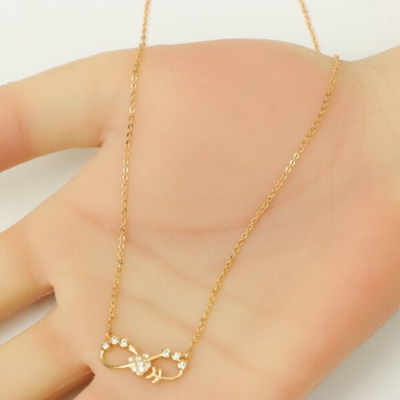 Delicate Rose Gold Infinity Pendant Necklace for Women, XPNL0218 - Picture 3 of 12